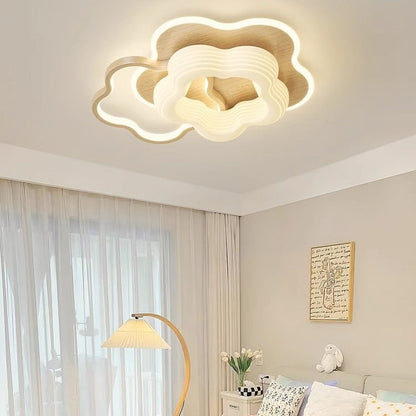 Modern Art Deco Floral Triangle Pentagram Round PE Hardware LED Flush Mount Ceiling Light For Living Room