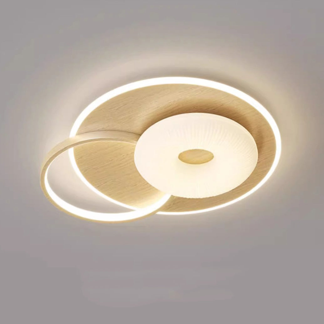 Modern Art Deco Floral Triangle Pentagram Round PE Hardware LED Flush Mount Ceiling Light For Living Room