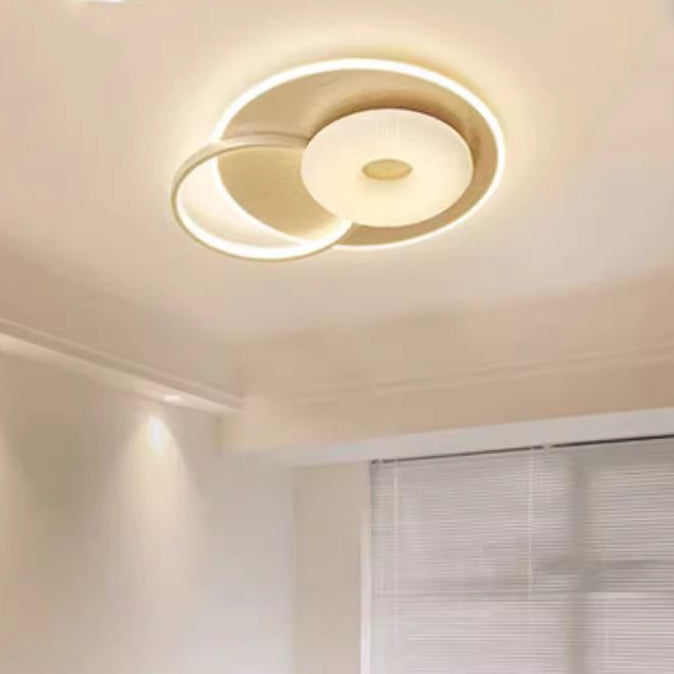 Modern Art Deco Floral Triangle Pentagram Round PE Hardware LED Flush Mount Ceiling Light For Living Room