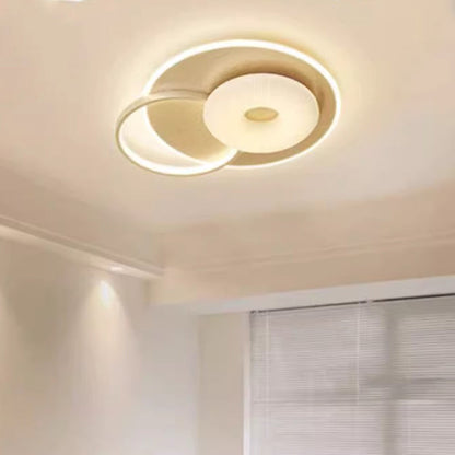 Modern Art Deco Floral Triangle Pentagram Round PE Hardware LED Flush Mount Ceiling Light For Living Room