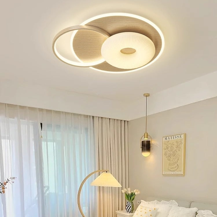 Modern Art Deco Floral Triangle Pentagram Round PE Hardware LED Flush Mount Ceiling Light For Living Room