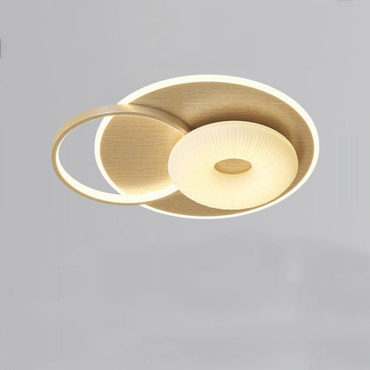 Modern Art Deco Floral Triangle Pentagram Round PE Hardware LED Flush Mount Ceiling Light For Living Room