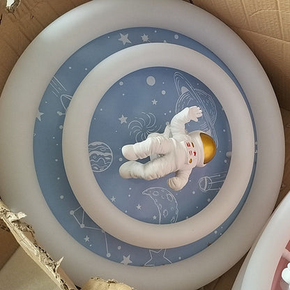 Modern Art Deco Round Spaceman Bunny Airplane Acrylic Resin Iron LED Flush Mount Ceiling Light For Bedroom