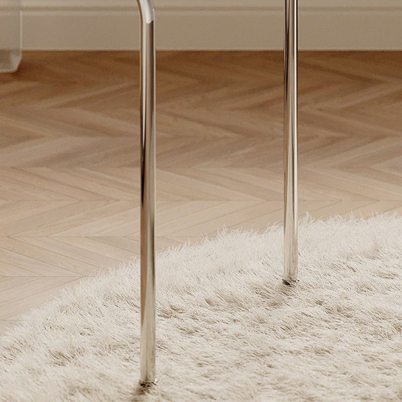 Modern Minimalist Round Curved Column Faux Leather Metal Dining Chair Backrest For Dining Room