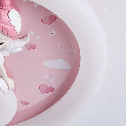 Modern Art Deco Round Cloud Rabbit Unicorn Acrylic Resin Iron LED Flush Mount Ceiling Light For Bedroom