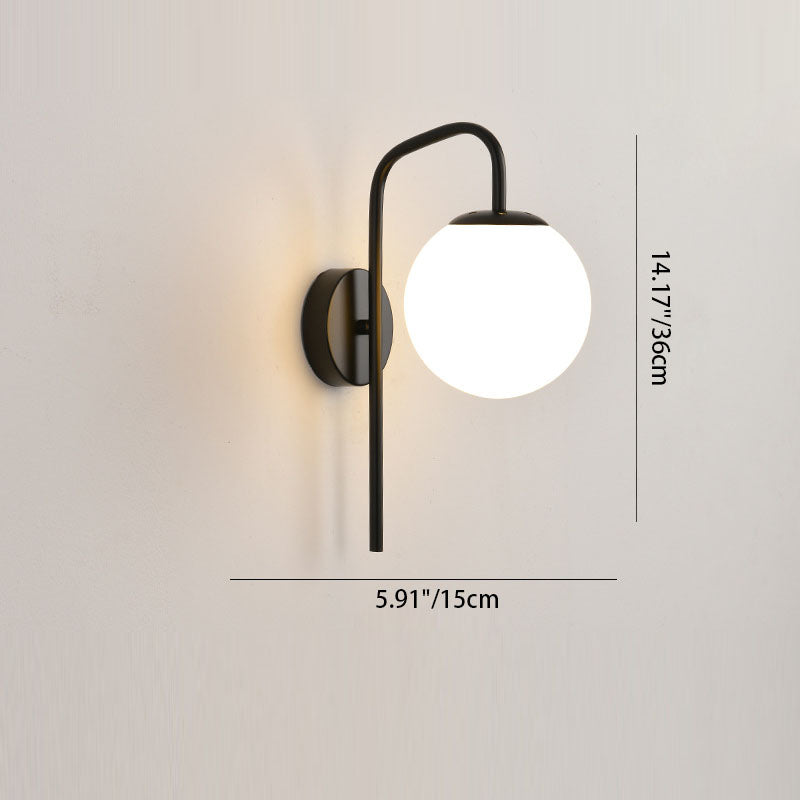 Modern Minimalist Magic Bean Bend Round Glass Iron 1-Light Wall Sconce Lamp For Living Room
