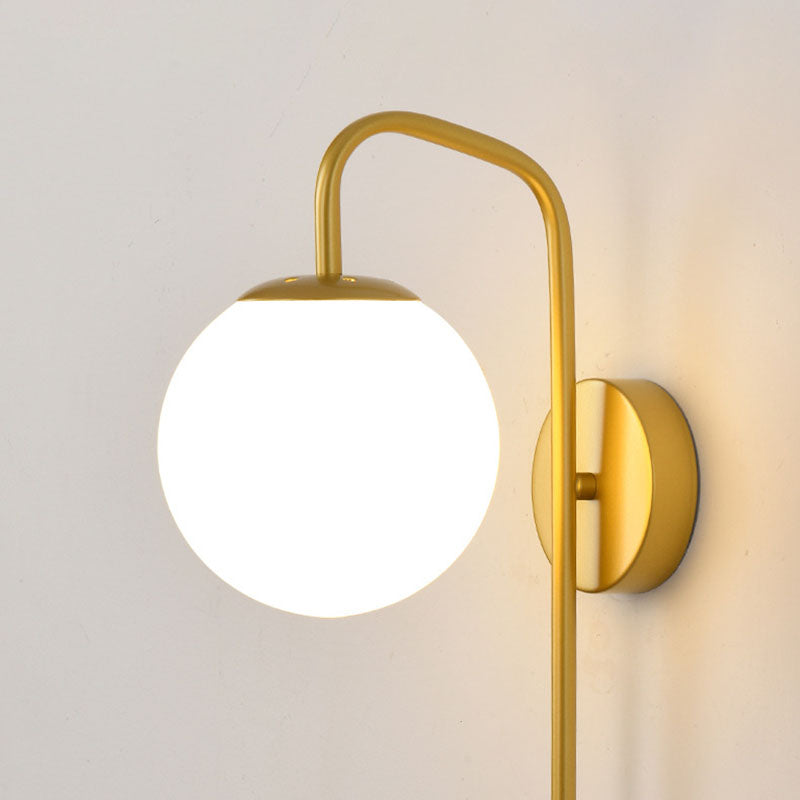 Modern Minimalist Magic Bean Bend Round Glass Iron 1-Light Wall Sconce Lamp For Living Room