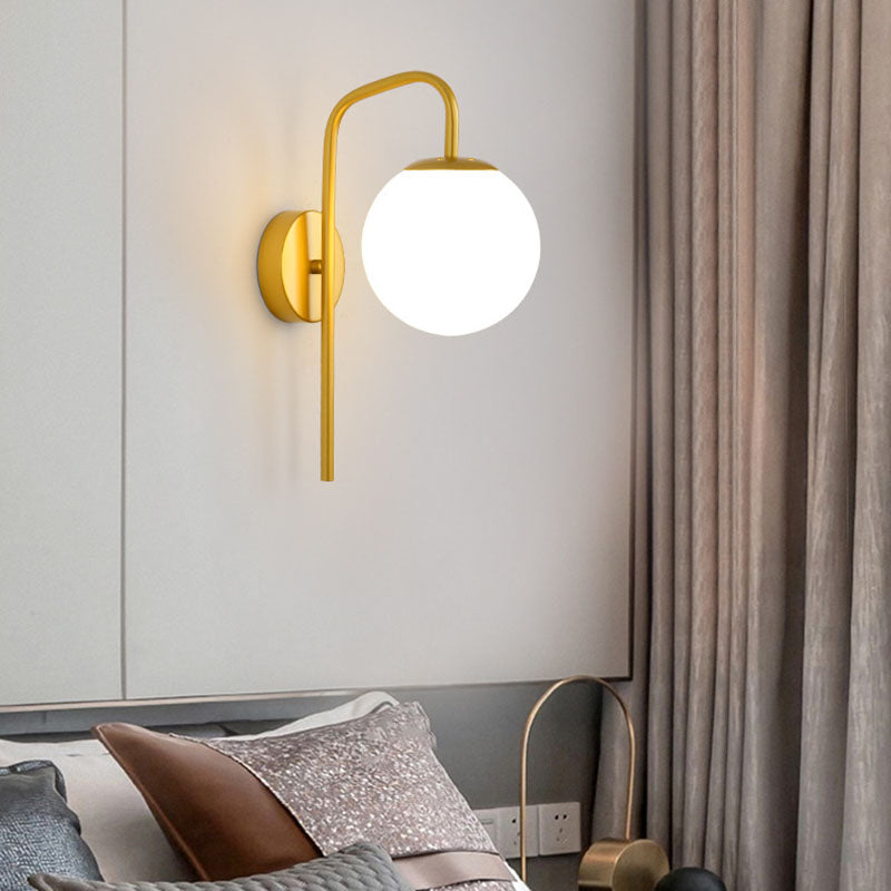 Modern Minimalist Magic Bean Bend Round Glass Iron 1-Light Wall Sconce Lamp For Living Room