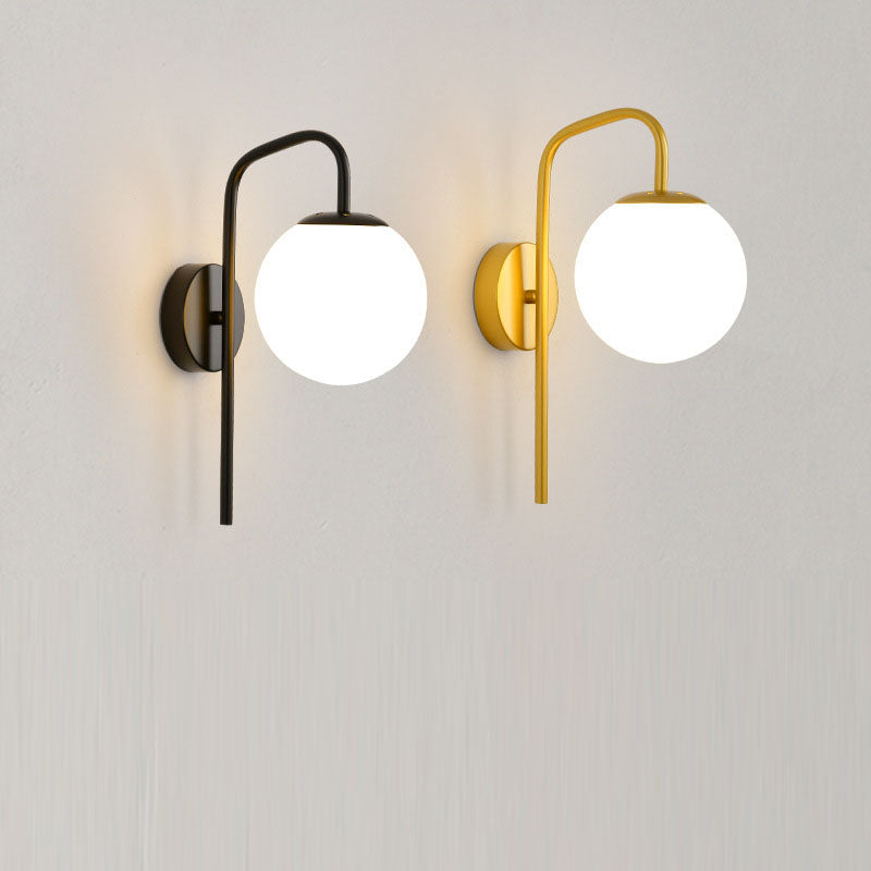 Modern Minimalist Magic Bean Bend Round Glass Iron 1-Light Wall Sconce Lamp For Living Room