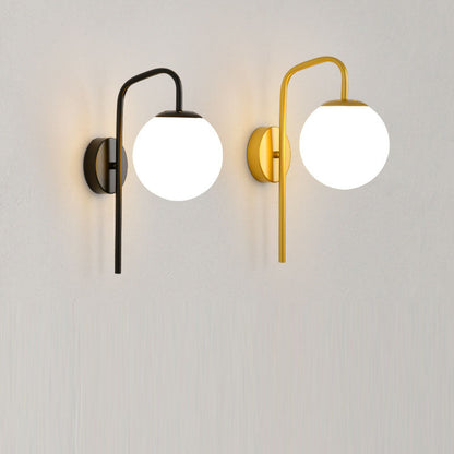 Modern Minimalist Magic Bean Bend Round Glass Iron 1-Light Wall Sconce Lamp For Living Room