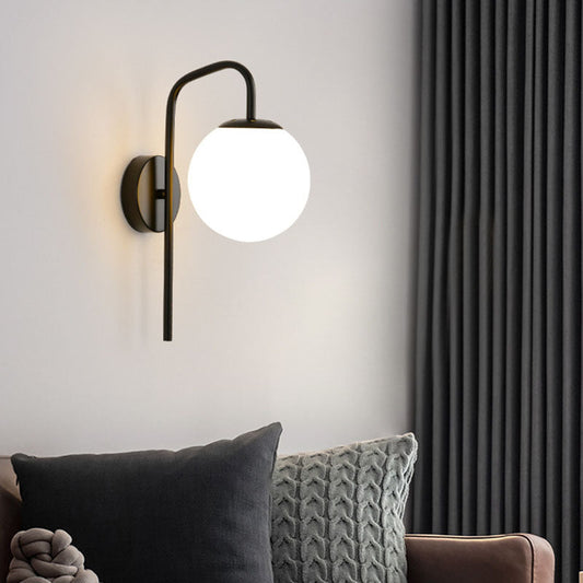 Modern Minimalist Magic Bean Bend Round Glass Iron 1-Light Wall Sconce Lamp For Living Room