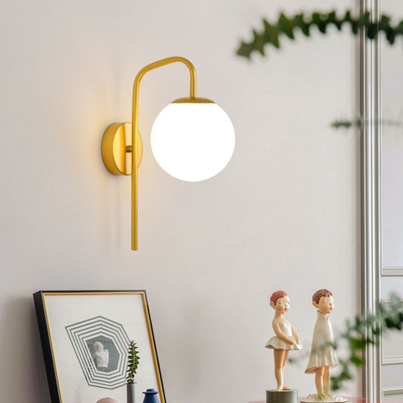 Modern Minimalist Magic Bean Bend Round Glass Iron 1-Light Wall Sconce Lamp For Living Room