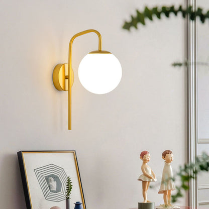 Modern Minimalist Magic Bean Bend Round Glass Iron 1-Light Wall Sconce Lamp For Living Room