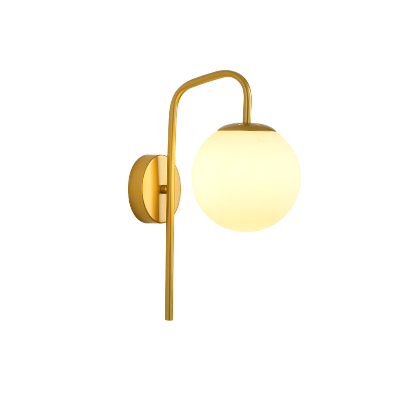 Modern Minimalist Magic Bean Bend Round Glass Iron 1-Light Wall Sconce Lamp For Living Room