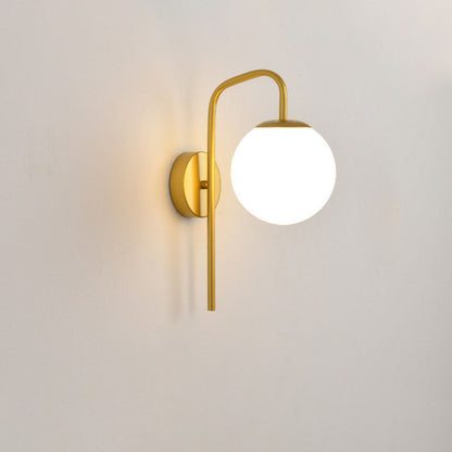 Modern Minimalist Magic Bean Bend Round Glass Iron 1-Light Wall Sconce Lamp For Living Room
