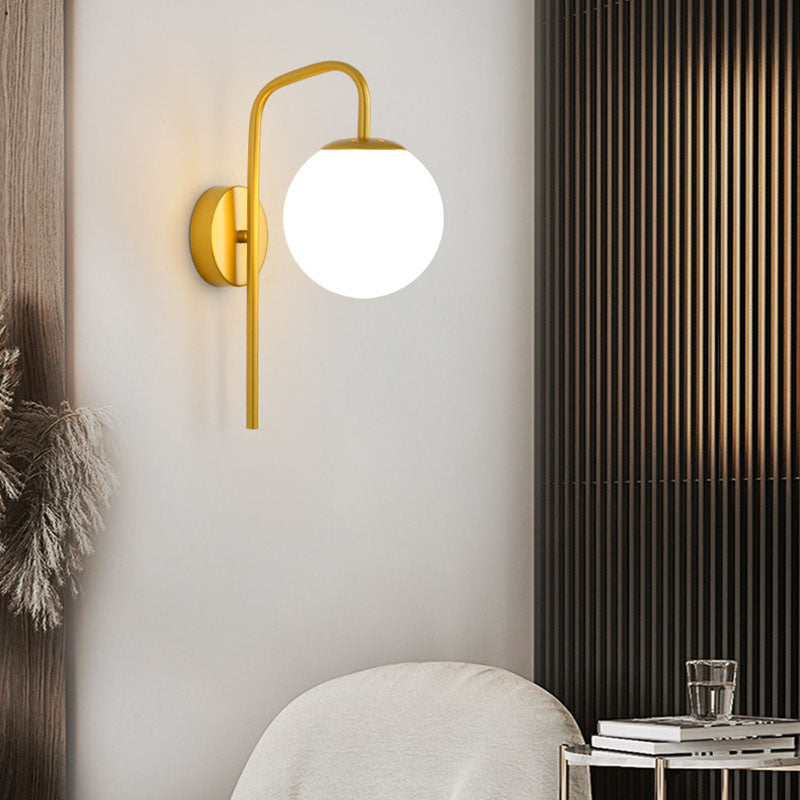 Modern Minimalist Magic Bean Bend Round Glass Iron 1-Light Wall Sconce Lamp For Living Room