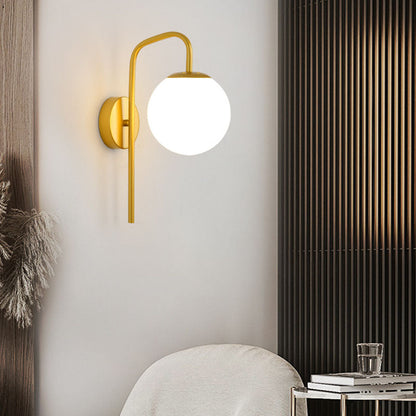 Modern Minimalist Magic Bean Bend Round Glass Iron 1-Light Wall Sconce Lamp For Living Room