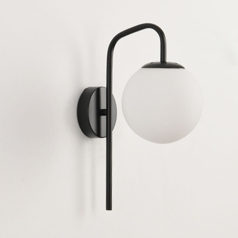 Modern Minimalist Magic Bean Bend Round Glass Iron 1-Light Wall Sconce Lamp For Living Room