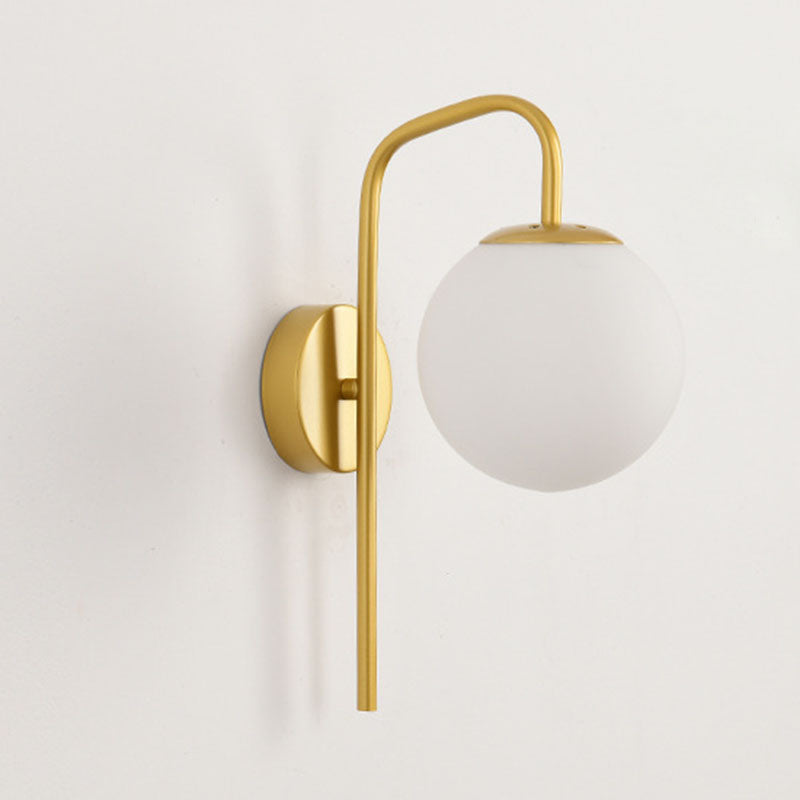 Modern Minimalist Magic Bean Bend Round Glass Iron 1-Light Wall Sconce Lamp For Living Room