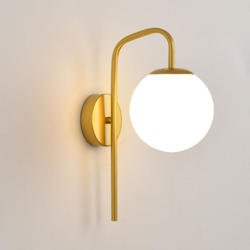 Modern Minimalist Magic Bean Bend Round Glass Iron 1-Light Wall Sconce Lamp For Living Room