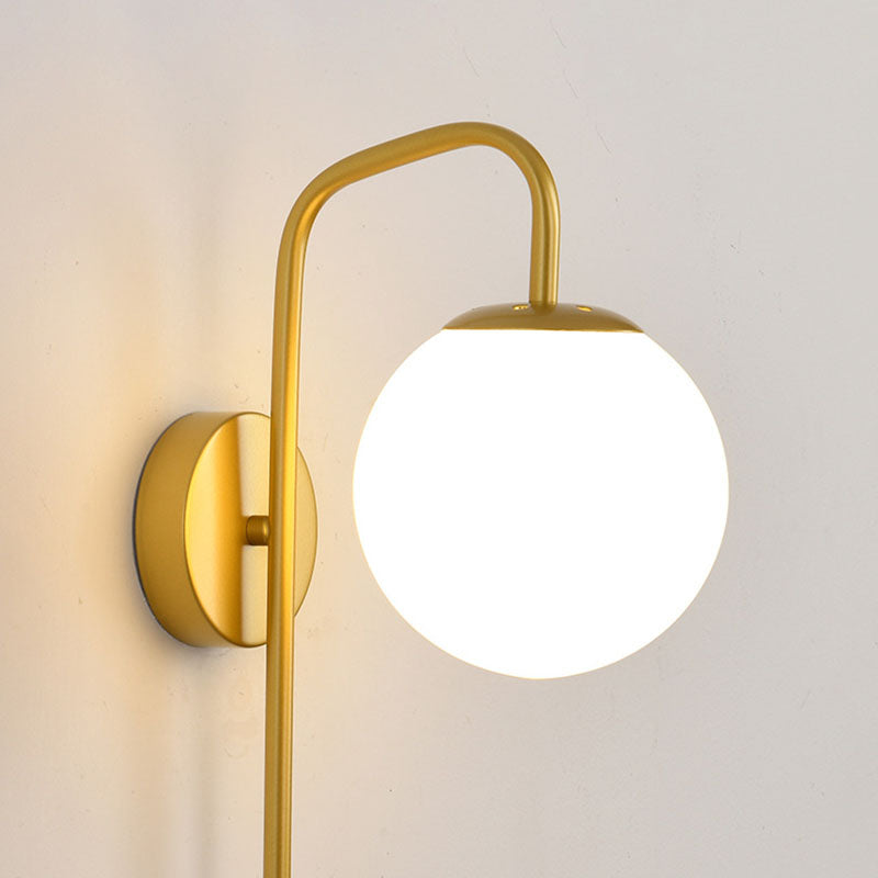 Modern Minimalist Magic Bean Bend Round Glass Iron 1-Light Wall Sconce Lamp For Living Room