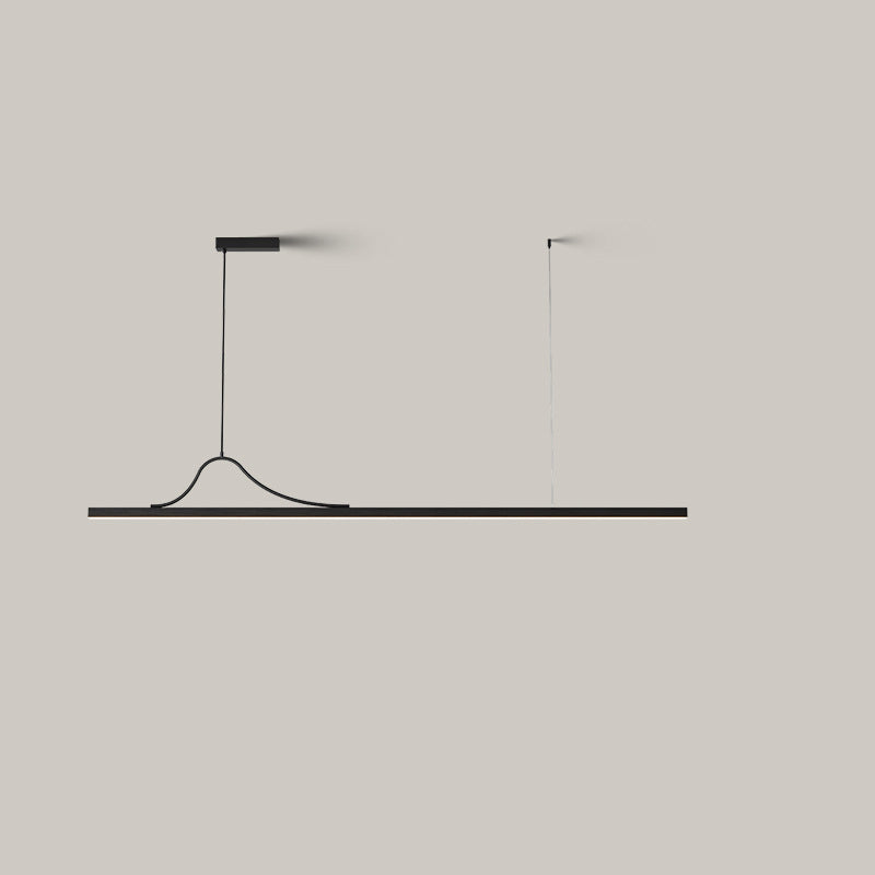 Modern Minimalist Bar Curved Rectangle Acrylic Aluminum LED Chandelier Island Light For Dining Room