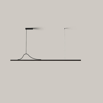 Modern Minimalist Bar Curved Rectangle Acrylic Aluminum LED Chandelier Island Light For Dining Room