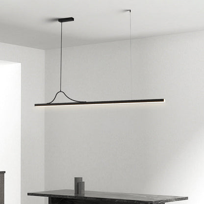 Modern Minimalist Bar Curved Rectangle Acrylic Aluminum LED Chandelier Island Light For Dining Room