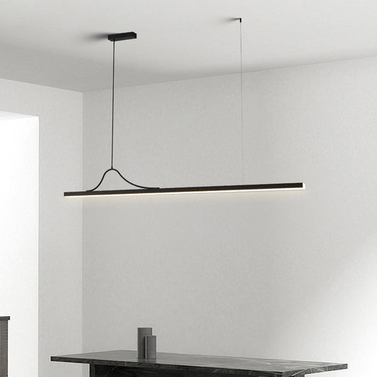 Modern Minimalist Bar Curved Rectangle Acrylic Aluminum LED Chandelier Island Light For Dining Room