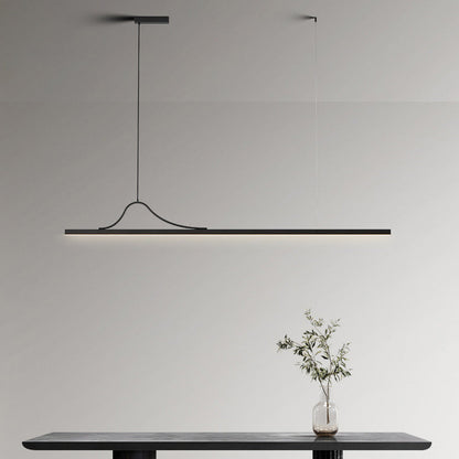 Modern Minimalist Bar Curved Rectangle Acrylic Aluminum LED Chandelier Island Light For Dining Room