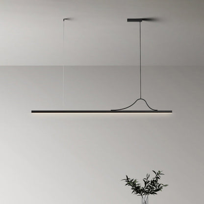 Modern Minimalist Bar Curved Rectangle Acrylic Aluminum LED Chandelier Island Light For Dining Room