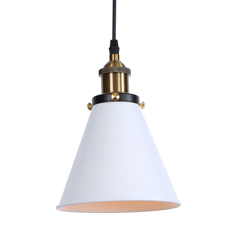 Traditional Vintage Conical Round Iron 1-Light Pendant Light For Living Room