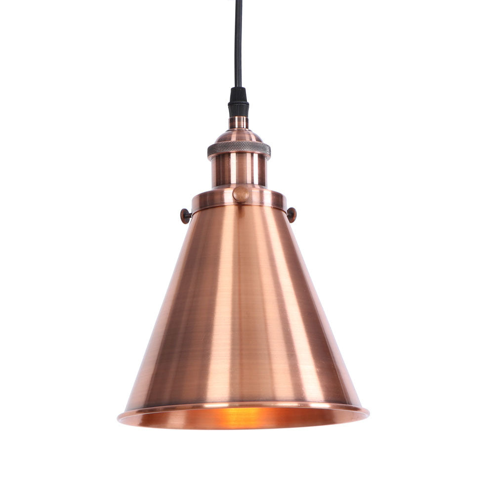 Traditional Vintage Conical Round Iron 1-Light Pendant Light For Living Room
