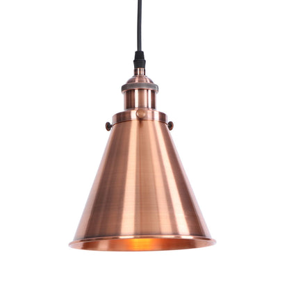 Traditional Vintage Conical Round Iron 1-Light Pendant Light For Living Room