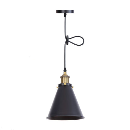 Traditional Vintage Conical Round Iron 1-Light Pendant Light For Living Room
