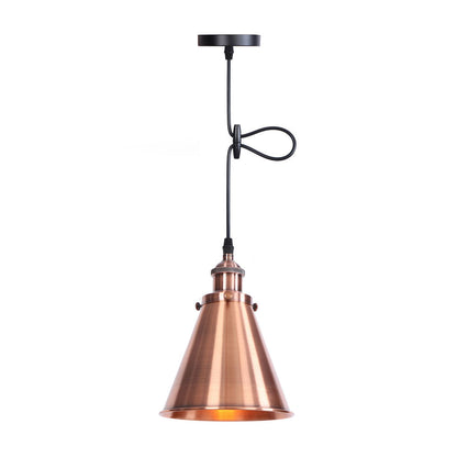 Traditional Vintage Conical Round Iron 1-Light Pendant Light For Living Room