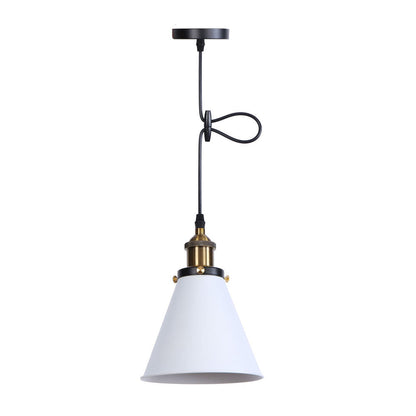 Traditional Vintage Conical Round Iron 1-Light Pendant Light For Living Room