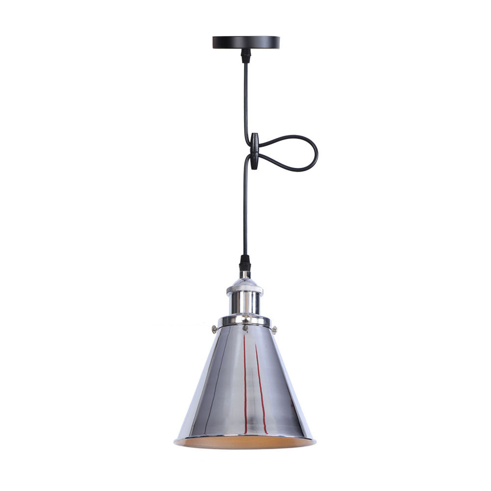 Traditional Vintage Conical Round Iron 1-Light Pendant Light For Living Room
