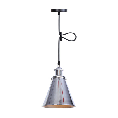 Traditional Vintage Conical Round Iron 1-Light Pendant Light For Living Room