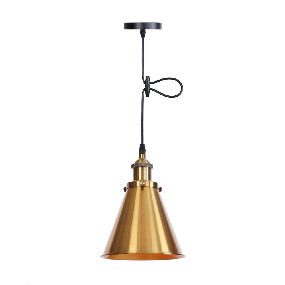 Traditional Vintage Conical Round Iron 1-Light Pendant Light For Living Room