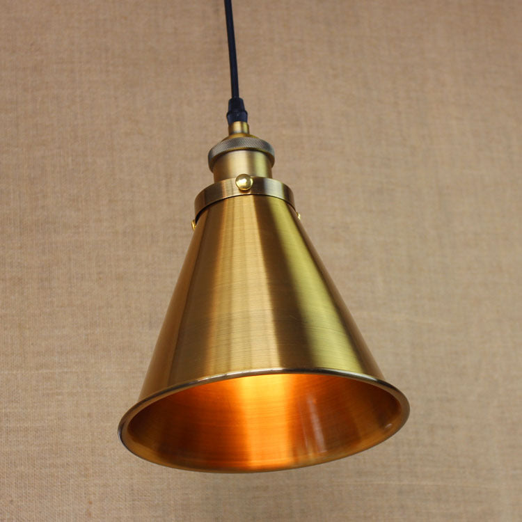 Traditional Vintage Conical Round Iron 1-Light Pendant Light For Living Room