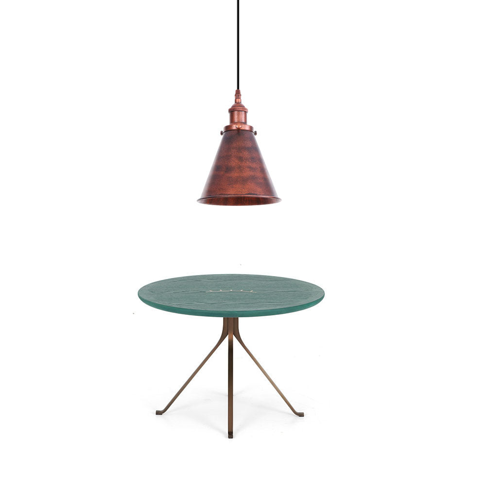 Traditional Vintage Conical Round Iron 1-Light Pendant Light For Living Room