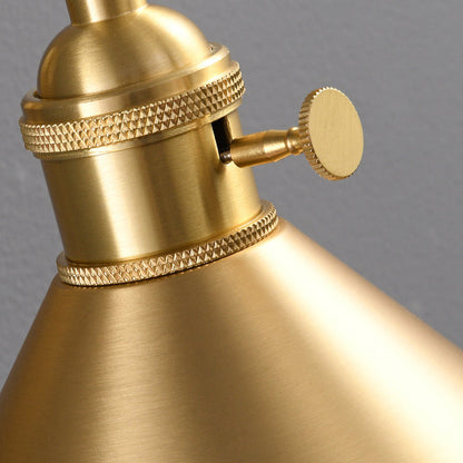 Traditional Vintage Conical Round Bent Brass 1-Light Wall Sconce Lamp For Living Room