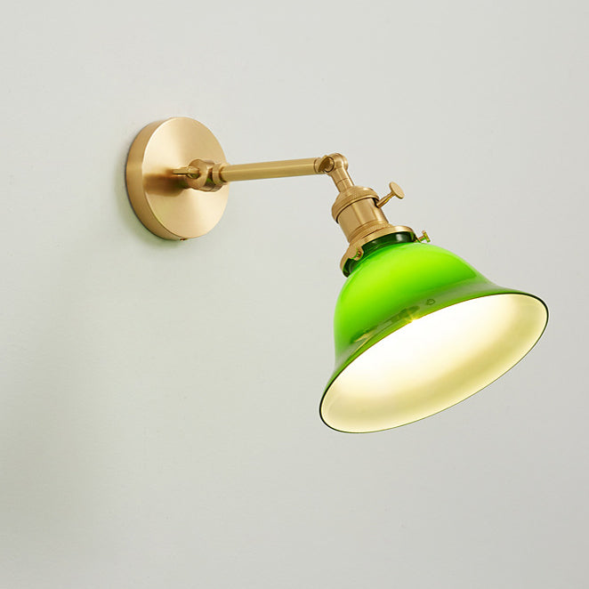 現代的なスカンジナビアのラウンドロングロッドガラス真鍮1ライト壁取り付け用燭台ランプリビングルーム用