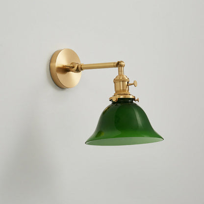 現代的なスカンジナビアのラウンドロングロッドガラス真鍮1ライト壁取り付け用燭台ランプリビングルーム用