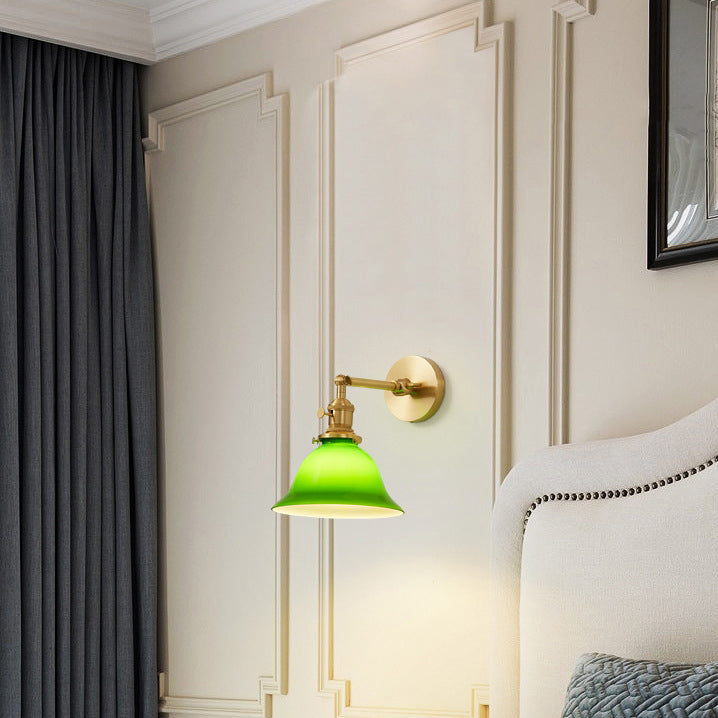 現代的なスカンジナビアのラウンドロングロッドガラス真鍮1ライト壁取り付け用燭台ランプリビングルーム用