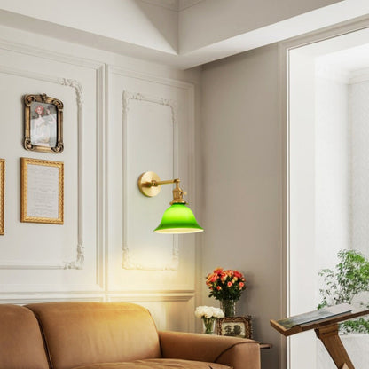 現代的なスカンジナビアのラウンドロングロッドガラス真鍮1ライト壁取り付け用燭台ランプリビングルーム用