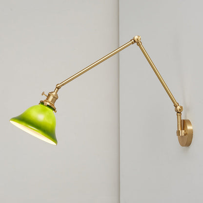 現代的なスカンジナビアのラウンドロングロッドガラス真鍮1ライト壁取り付け用燭台ランプリビングルーム用