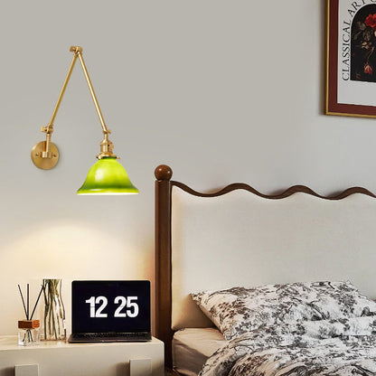 現代的なスカンジナビアのラウンドロングロッドガラス真鍮1ライト壁取り付け用燭台ランプリビングルーム用