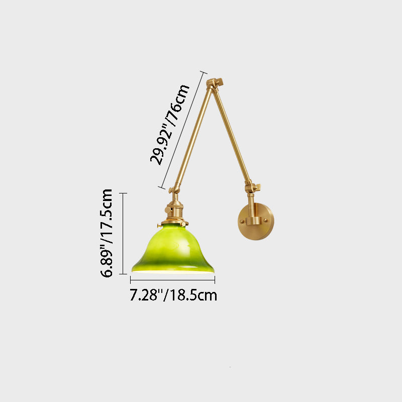 現代的なスカンジナビアのラウンドロングロッドガラス真鍮1ライト壁取り付け用燭台ランプリビングルーム用